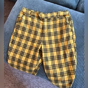 Yellow and Black Plaid Women’s Pants - 2XL